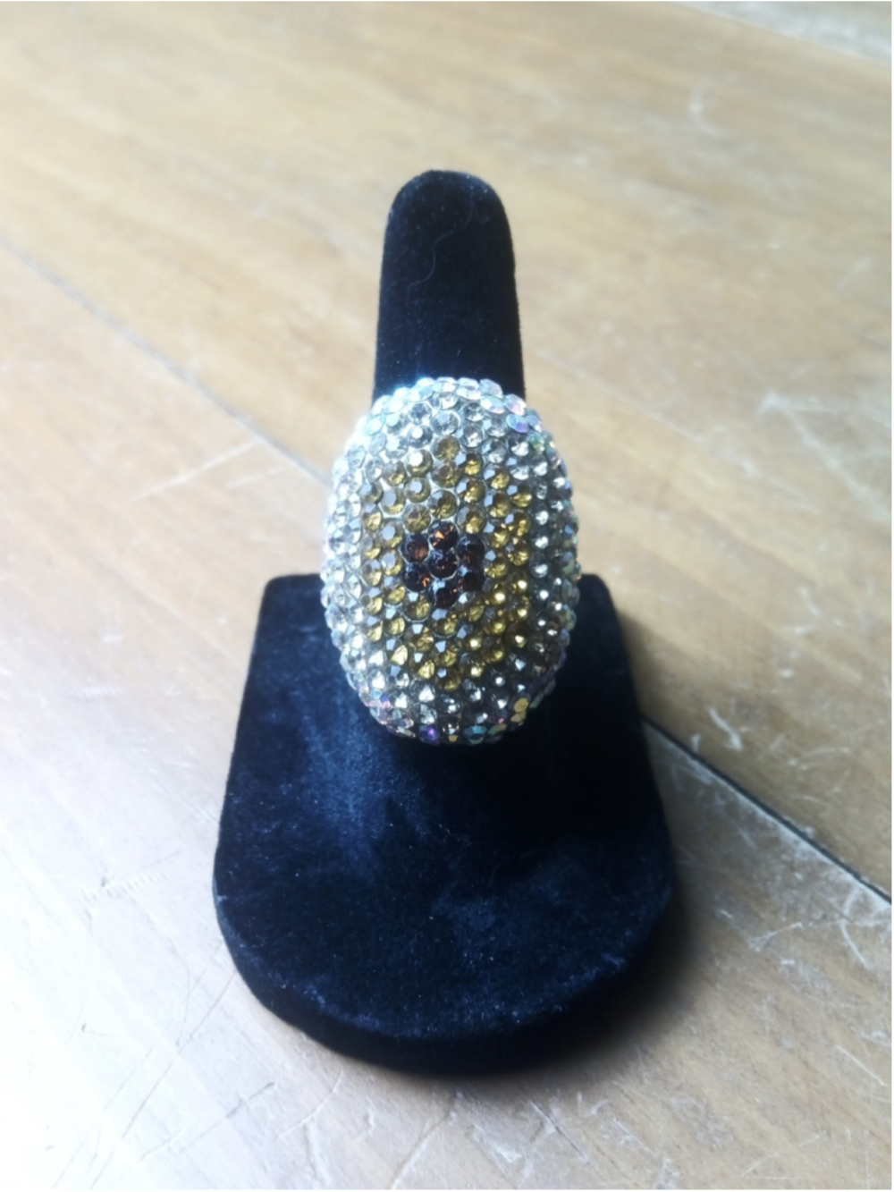 Unbranded Ring Silver Gold Rhinestone Sunflower Statement One Size